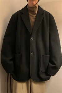 N6169/P95加棉P105冬季新开叉呢料毛呢西服男宽松外套上衣呢大衣图片