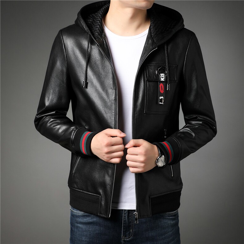 XP2166秋冬新款海宁皮衣男士绵羊皮夹克连帽P630，男装皮衣，电商B360