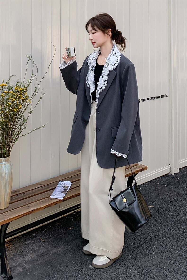 纯色气质风休闲风翻领通勤女西装时尚小个子短款春秋显瘦网红百搭,女装西装,浙宝210（原浙宝191）
