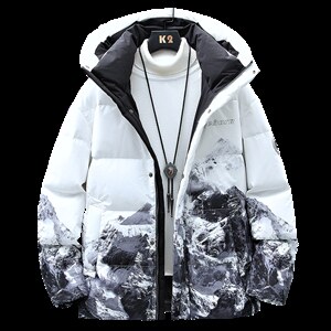 现货雪山款连帽时尚宽松轻薄白鸭绒扎染外套羽绒服R8833P100图片