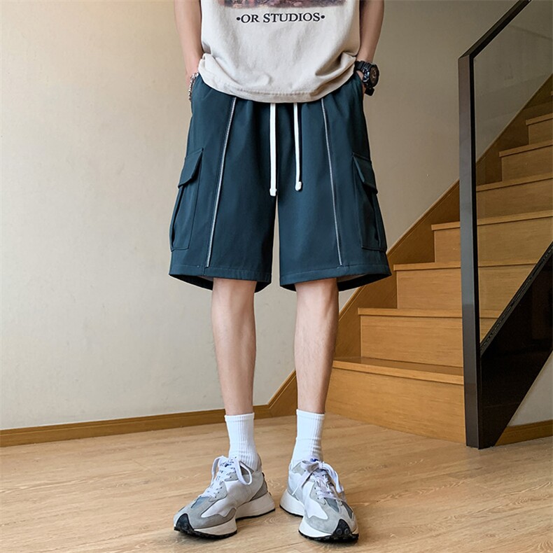 夏季新款冰丝垂感短裤港风休闲裤男免烫宽松凉感K23217-P35,男装牛仔裤,星座717