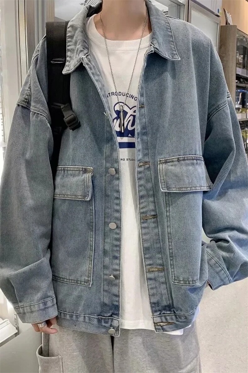 ins春秋季宽松潮流上衣潮牌工装牛仔夹克男韩版情侣外套W666-P50,男装夹克,星座512-4