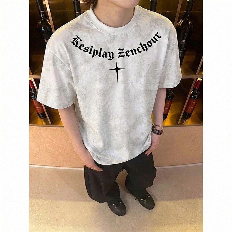 美式扎染短袖T恤夏季潮牌印花复古休闲t恤男XT63099-TP2548,男装T恤,电商A102
