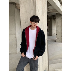 重磅高品质硬挺boxy26春装美式高街结构撞色拼接连帽卫衣开衫外套，女装短外套，电商A486-1