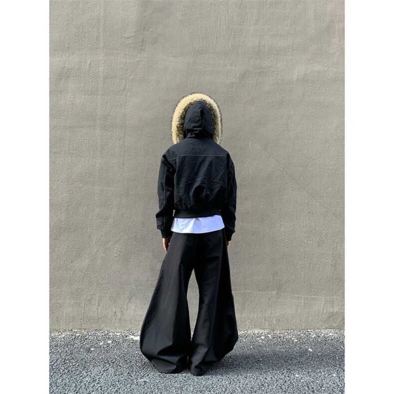 黑色大毛领派克服棉服秋冬新款宽松短款夹克保暖厚外套,男装夹克,四季星座505