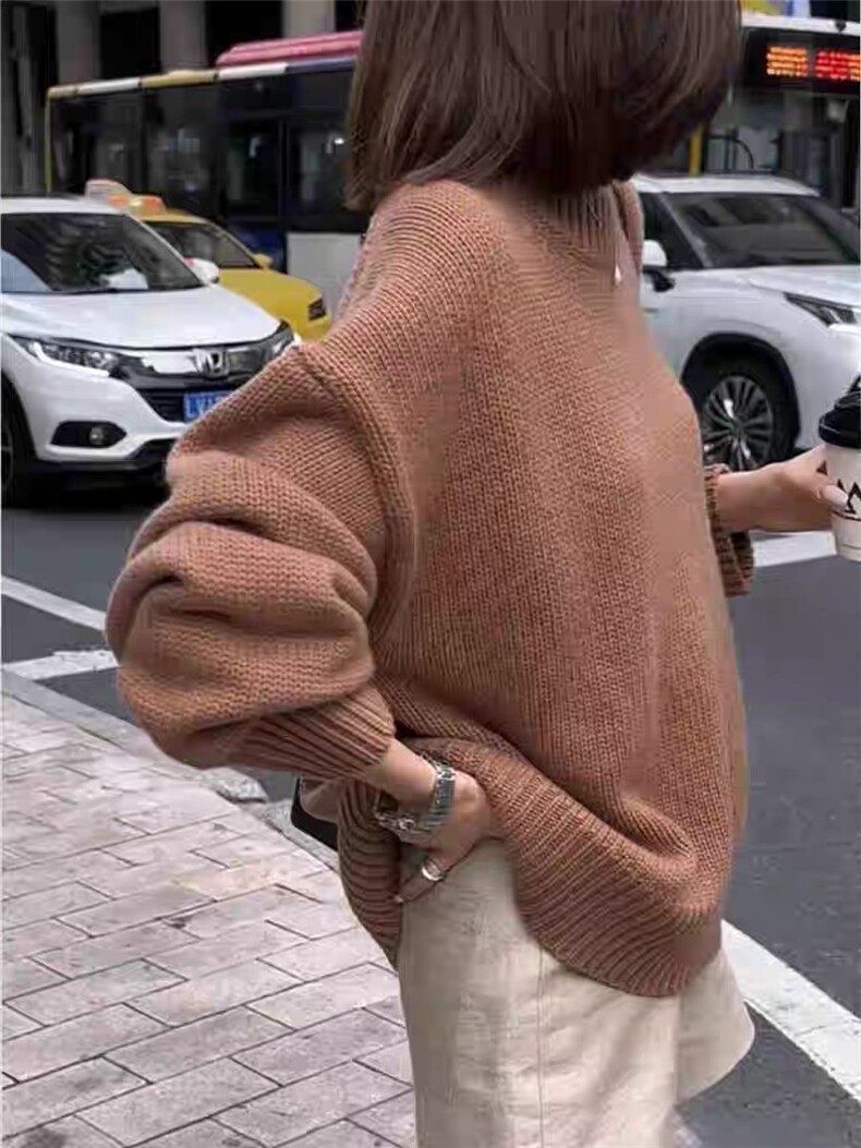 羊毛衫女2024早秋新款圆领针织慵懒打底衫洋气毛衣,女装羊毛衫,梵泰羊绒