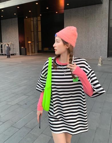 （现货）夏季新款，百搭条纹大版T,女装,小时代