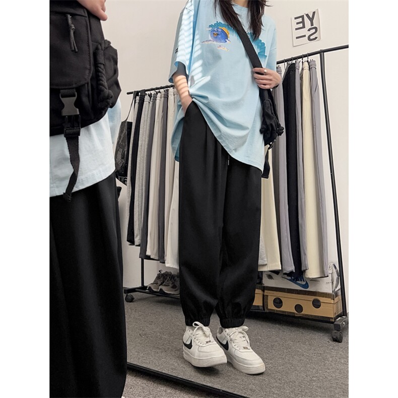 冰丝对镜2023自拍潮流运动风休闲百搭速干九分长裤K909特批40,男装休闲裤,星座718-1