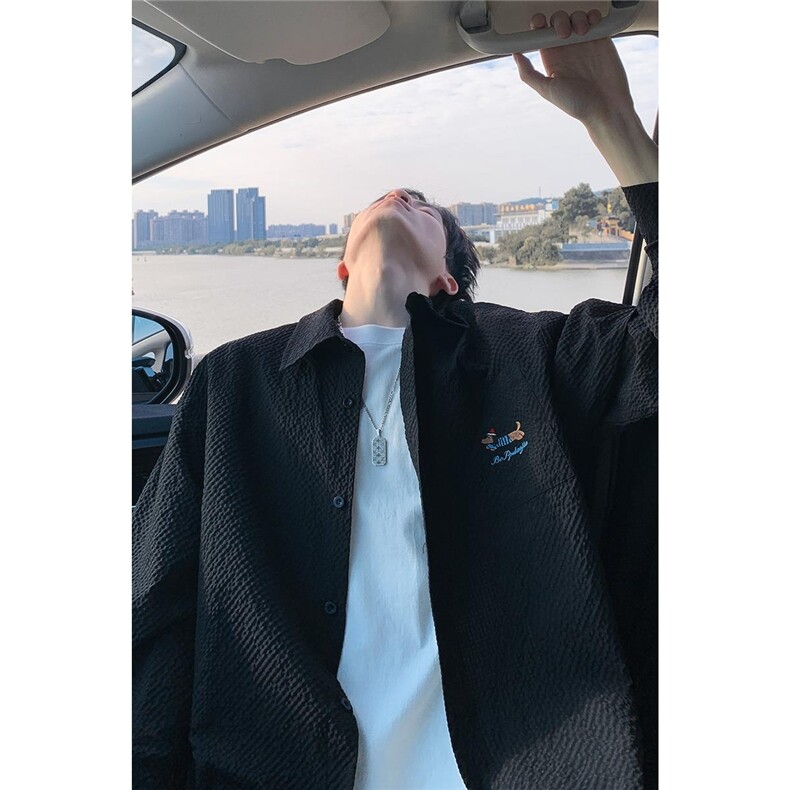 CD5483改长袖C5536春季2026复古腊肠狗泡泡纱衬衫外套男特P28控55,男装衬衫,电商A001
