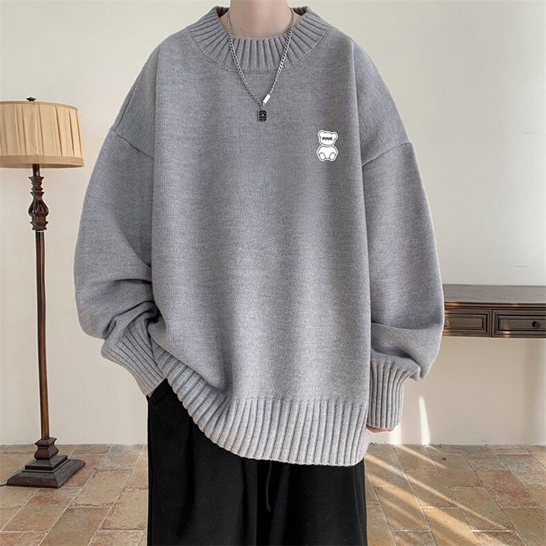 半高领毛衣男士大码针织衫男毛线衣男 M18292-P45 加绒款-P65图片