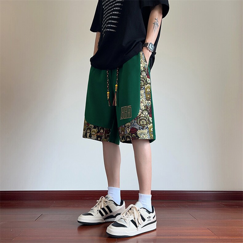 刺绣五分裤男宽松休闲短裤直筒拼接夏季休闲裤潮A266-KZ608-P28，男装牛仔裤，电商A266