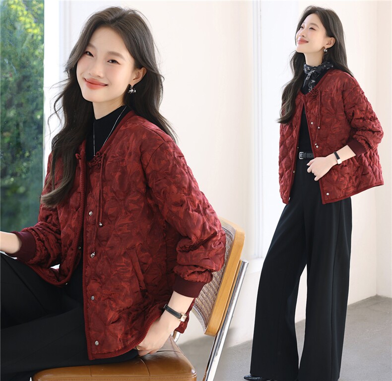 新中式盘扣棉服外套女冬2025新款时尚洋气加厚保暖显瘦短款棉衣，女装棉衣/棉服，涵誉