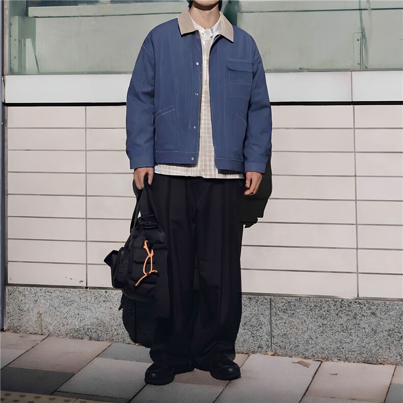 2025秋款上新巴恩风外套原色牛仔拼接灯芯绒男女宽松情侣工装夹克,男装工装外套,星座112A