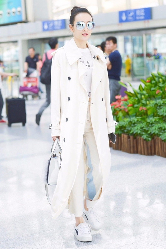 白色风衣女中长款2025春新款王鸥明星同款欧美时尚双排扣显瘦外套,女装风衣,尚羽泽网红店