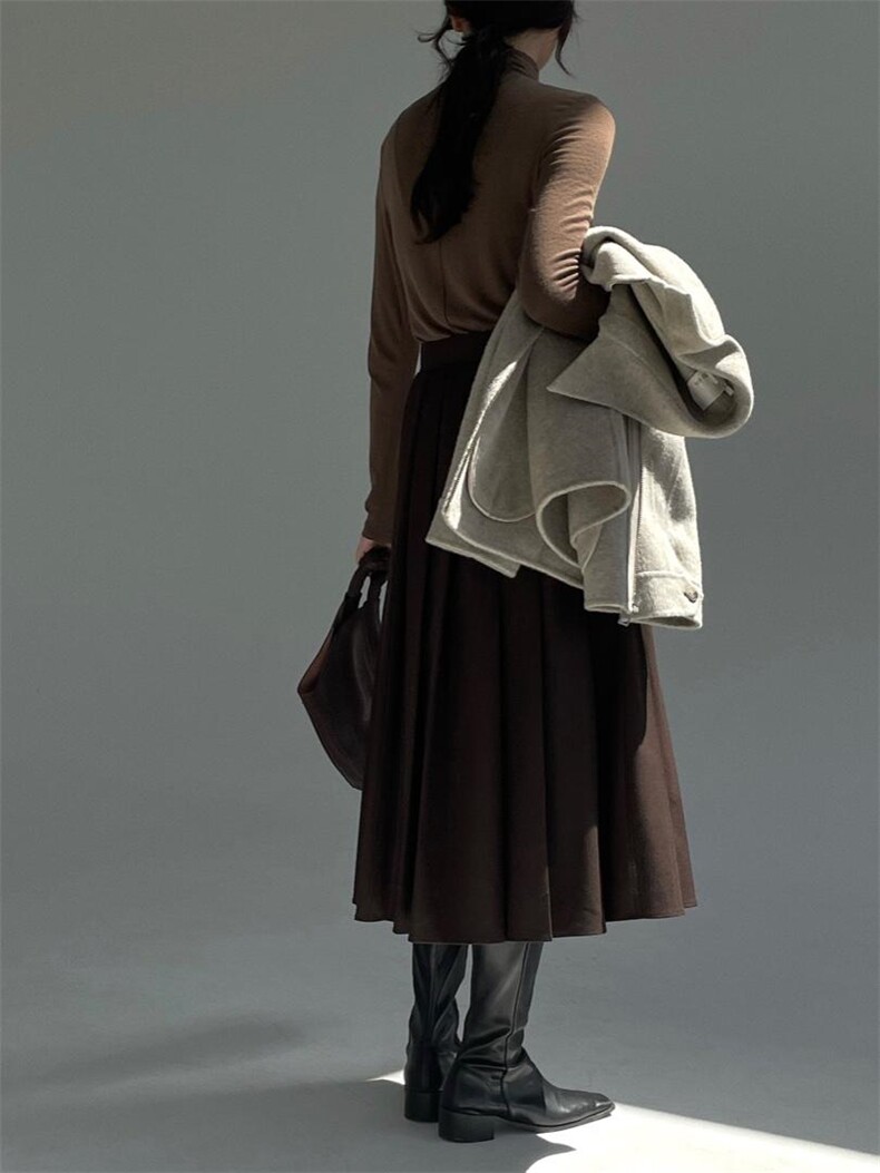 冬季·羊毛百褶半裙，女装半身裙，hello september