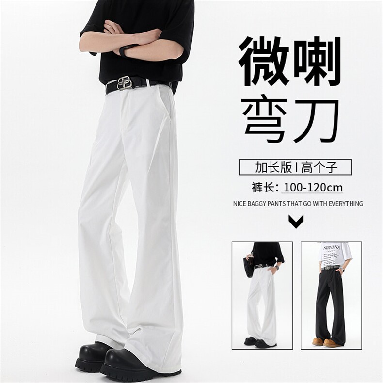 弯刀裤美式高街微喇裤子男弹力高级感直筒阔腿休闲西装裤KZ058P50图片