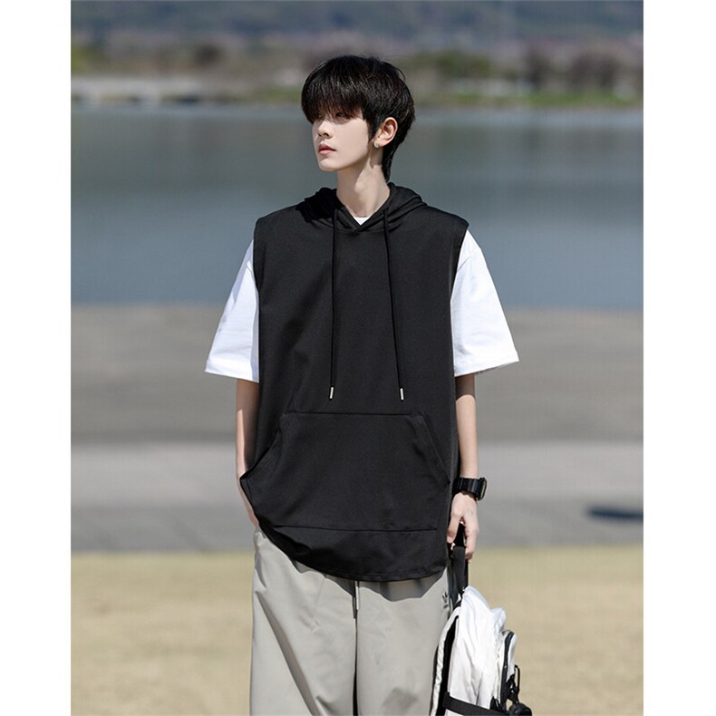 M-8XL特大码冰丝速干连帽背心男篮球运动无袖健身服坎肩TDX315P35图片