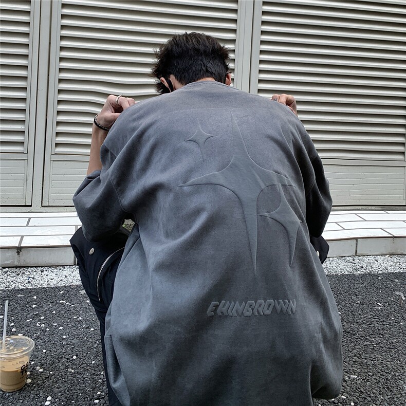 1麂皮绒重磅260克短袖发泡印花大码M-5XL短袖T恤男DT77016P38控58,男装T恤,星座226-2