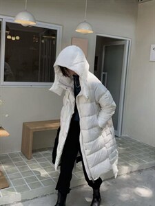 韩版编织长款羽绒服图片