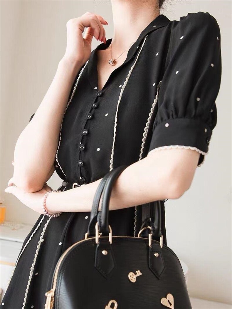 【夏季新款】高档次波点连衣裙，女装连衣裙，梦中秋月