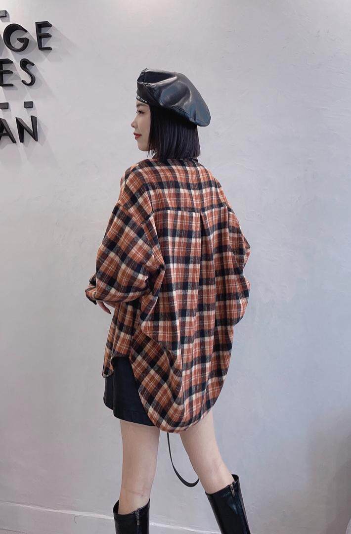 磨毛格子衬衫，女装衬衫，衣香丽舍