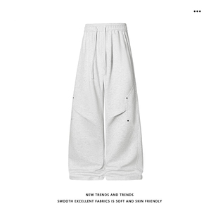 M-5XL 华棉62%铆钉斜切坠感百搭宽松美式卫裤X1590特批35图片