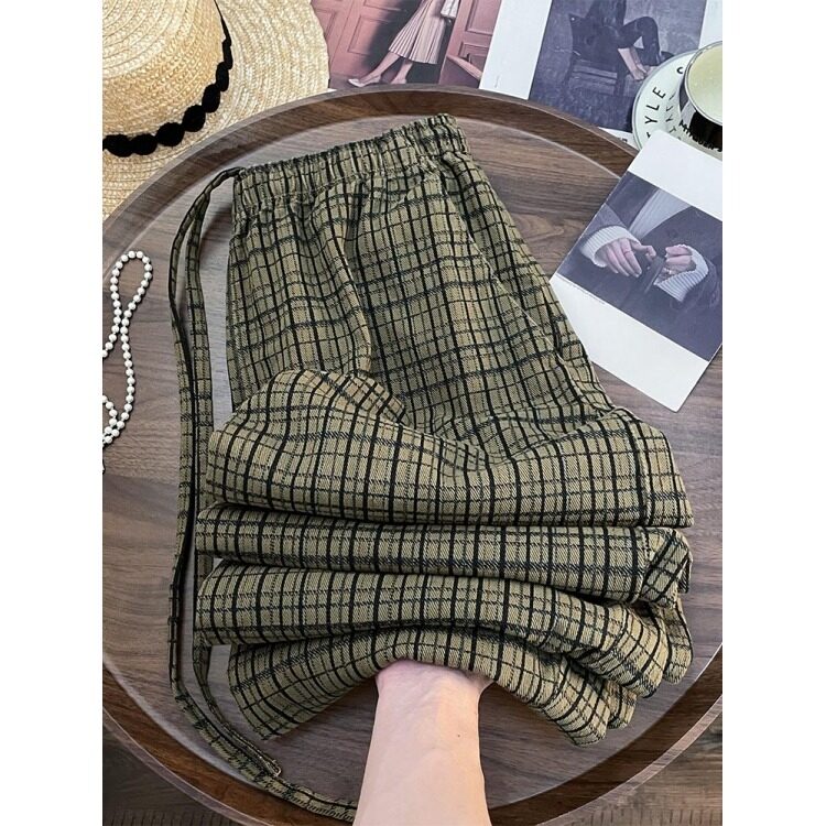 网图现货美式宽松直筒格子休闲裤男K03P35,男装休闲裤,星座205-3