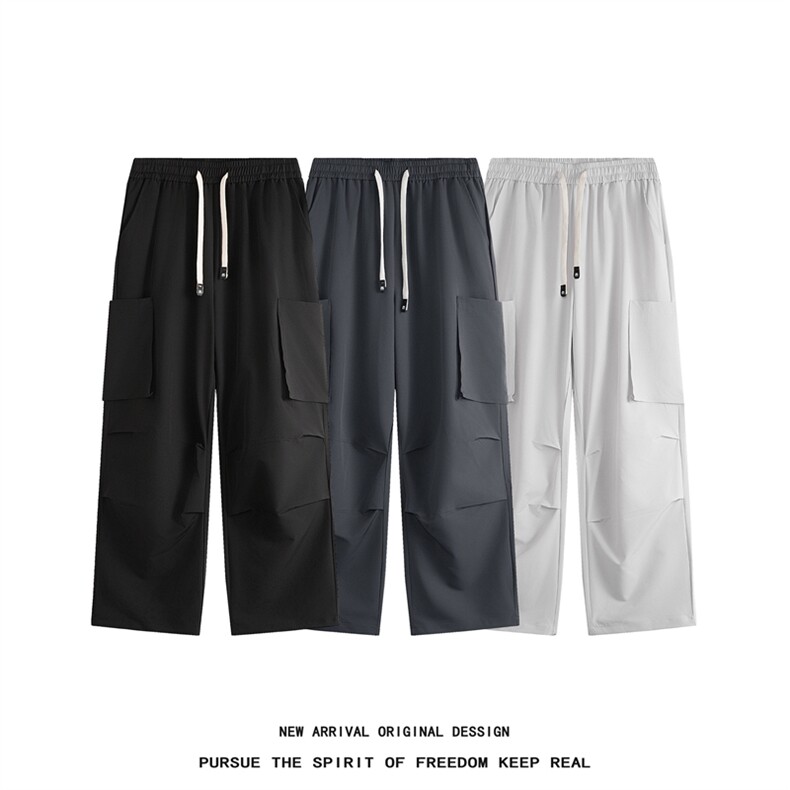 K9077/特P32夏季凉感冰丝休闲裤男垂感速干裤直筒伞兵裤长裤控68,男装休闲裤,电商A141