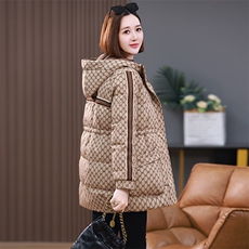 2024年冬新款90白鸭绒羽绒服外套连帽休闲中长款羽绒服收腰显瘦，女装羽绒服，雪樱依海