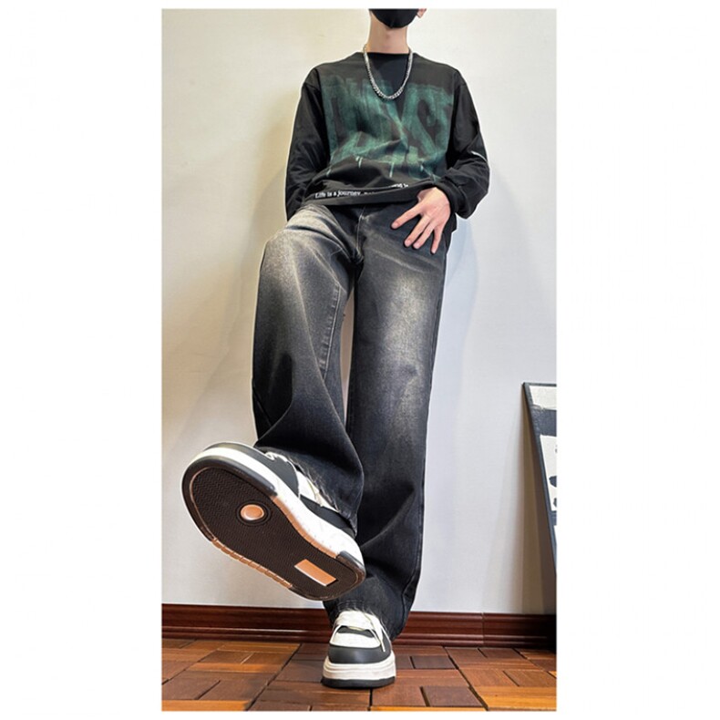 k1093-p45-控68M-5XL现货磨白渐变宽松cleanfit牛仔裤,男装牛仔裤,星座116