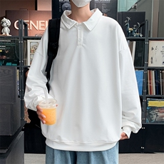 翻领卫衣男秋季长袖上衣百搭无帽套头宽松港风学生衣服W1421-P35，男装卫衣，星座512-2
