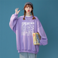 中性22秋季新款卡通动漫印花休闲套头圆领卫衣外套W152P30控48，女装短外套，A247A