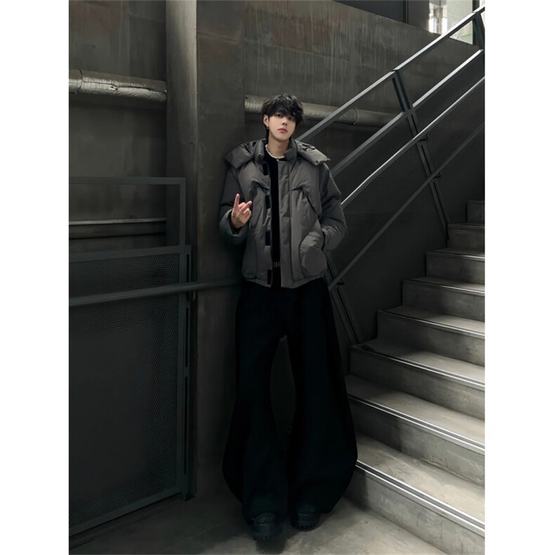 inrotation短款羽绒棉服男款冬季加厚可拆连帽棉衣高级感解构外套,男装棉衣,星座1005