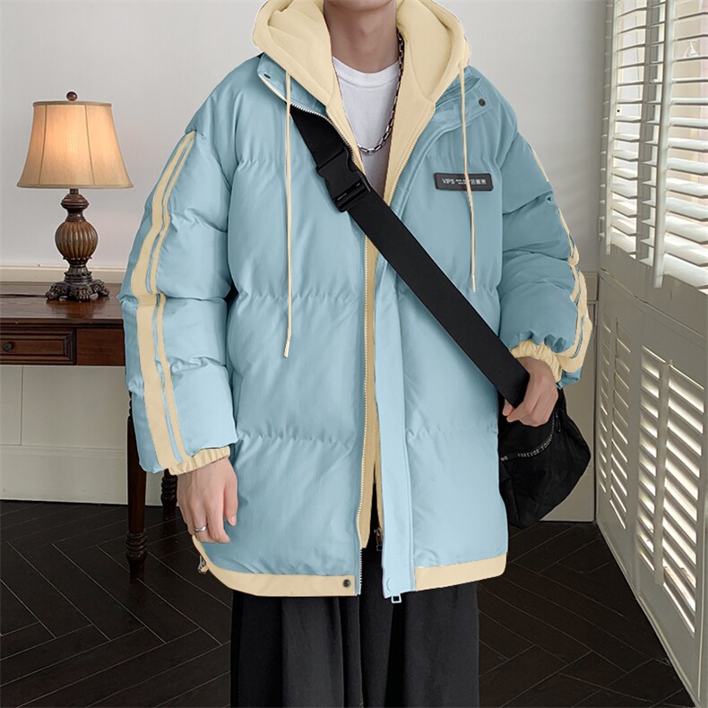 棉服男冬季新款港风宽松假两件连帽棉衣MF8587-特P78，男装棉衣，星座214-3