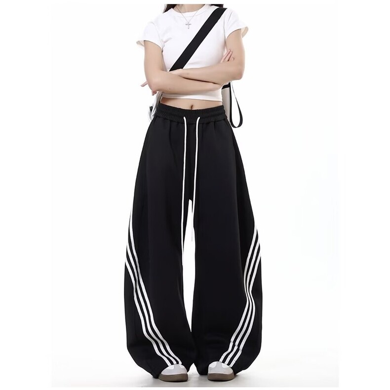 档口现货。现货。抽绳男女运动弯刀长裤卫裤阔腿K6891X-P38，男装休闲裤，星座412-1