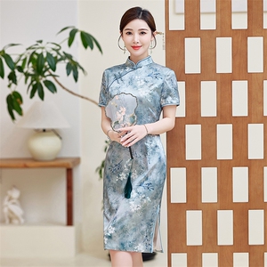 高级感杭州真丝长裙复古印花连衣裙女春夏日常专柜品质潮流桑蚕丝图片