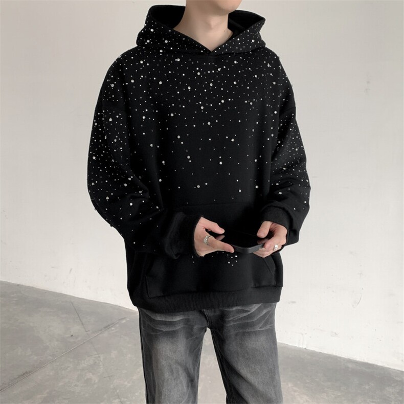 满天星重工烫钻垫肩连帽卫衣男痞帅宽松情侣帽衫外套WY1226P105,男装卫衣,星座512-1（原513-3）