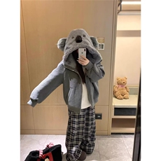 网图毛绒绒拉连帽拉链加绒卫衣减龄宽松棉衣开衫A025-JY1472-P88，男装棉衣，电商A025