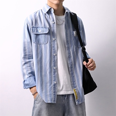秋季流行男牛仔衬衣宽松休闲长袖衬衫外套XZ310B-3-CY952-P60，男装衬衫，星座310B-3
