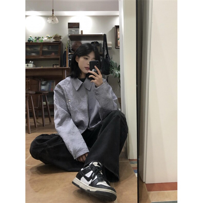 【有货】cleanfit短款褶皱外套男款春秋高级感痞帅夹克W186LL-P72,男装夹克,星座1007（原301D）
