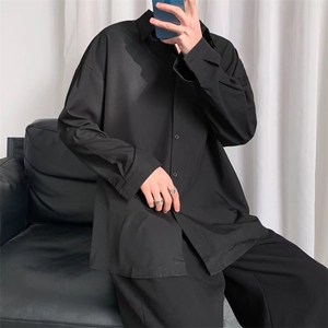 纯色长袖衬衫男港风潮流S08P34图片