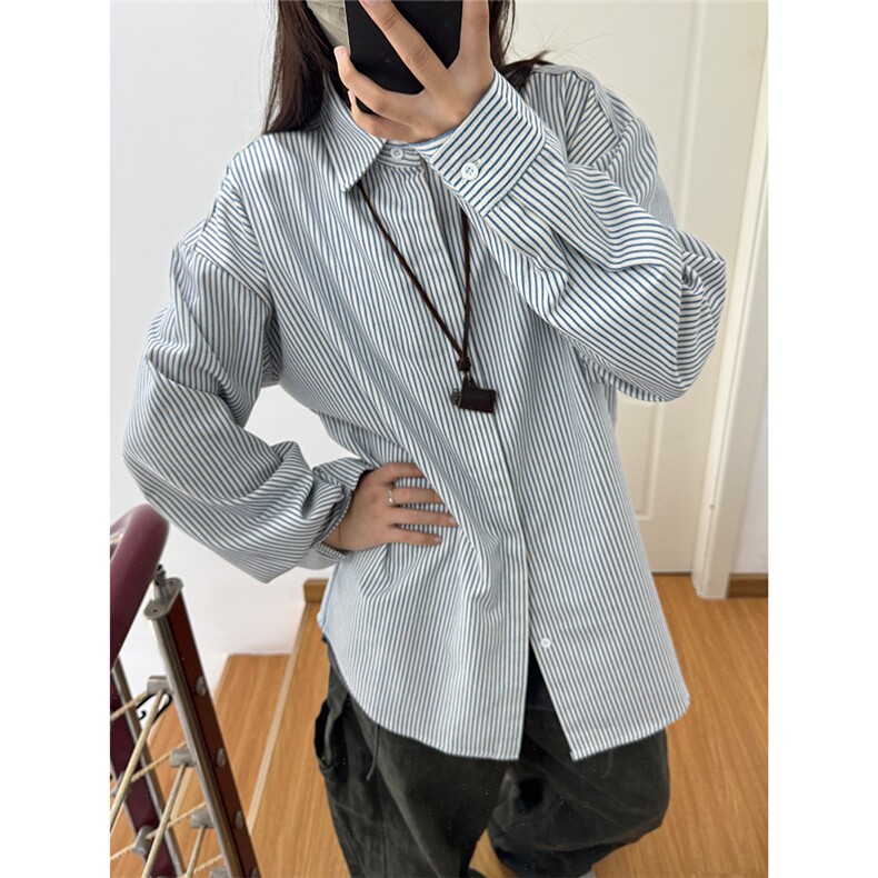 高品质牛仔条纹衬衫潮牌长袖衬衣潮流宽松休闲外套CS017-P30,男装衬衫,星座301C-5