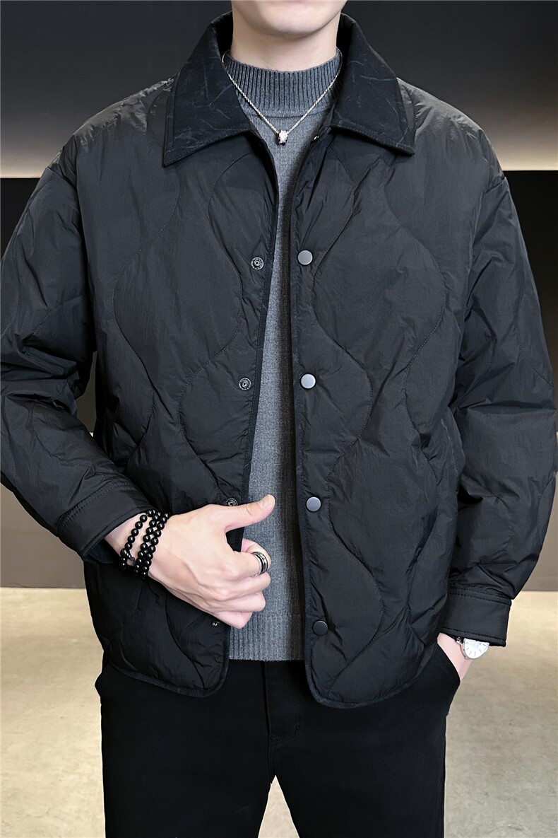90新标2025冬季翻领简约休闲加厚保暖羽绒服外套X2519-P248,男装羽绒服,电商A413