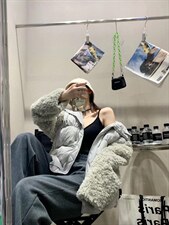 毛毛拼接羽绒服，女装羽绒服，Queena PHoebe