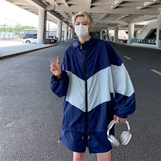 套装防晒衣男韩版潮流拼色帅2026夏季薄款ins口袋五分裤W4875-P56，男装防晒衣，星座412