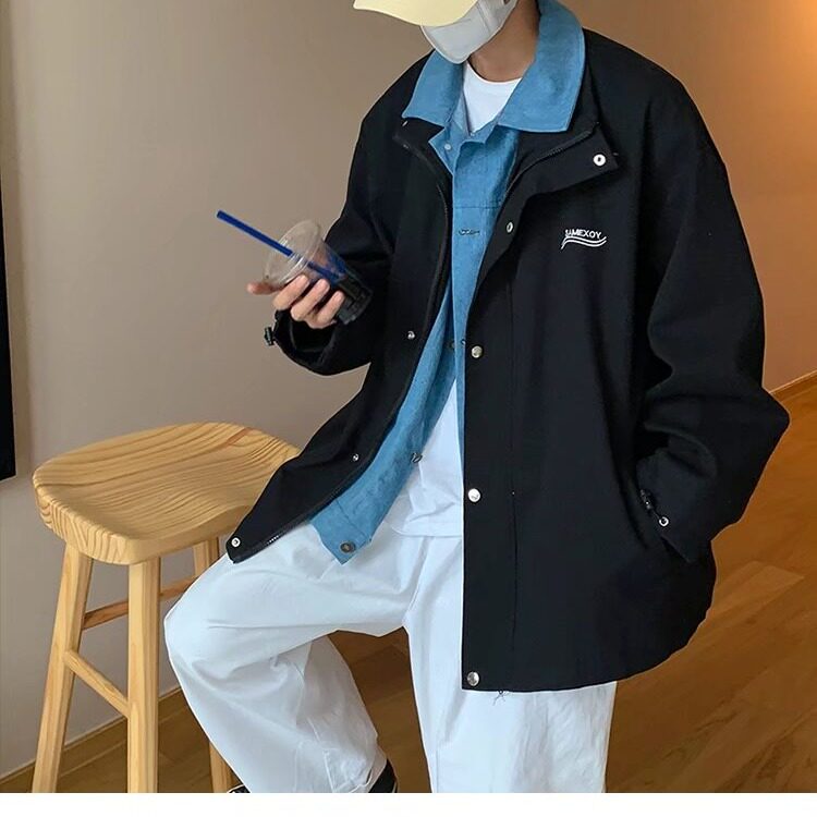 假两件外套男韩版潮流春秋日系百搭痞帅港风潮牌上衣夹克JK08848图片