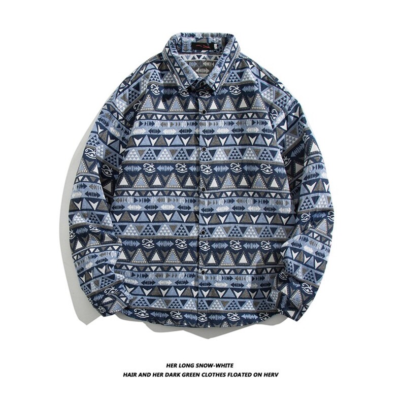 民族风潮中性风提花衬衫男士港风复古高街宽松痞帅衬衣LS903P45，男装民族服装，星座1013-5