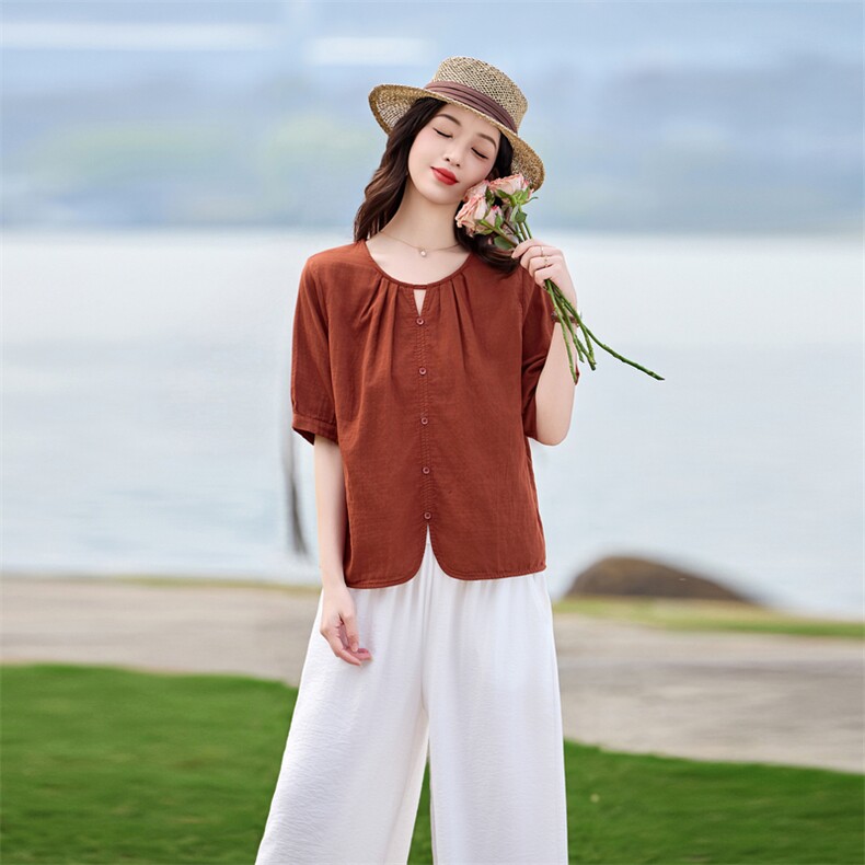 时尚洋气优雅套装女2026夏季新款复古气质宽松阔腿裤两件套,女装套装/套裙,魅影