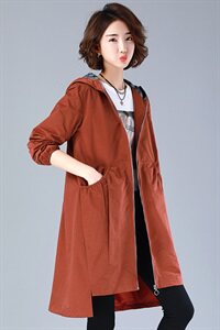 风衣时尚舒适连帽气质长袖中长款2021年秋季修身优雅