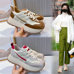 吸膜底真皮阿甘鞋女2024春季新款厚底运动鞋休闲女鞋增高百搭潮鞋